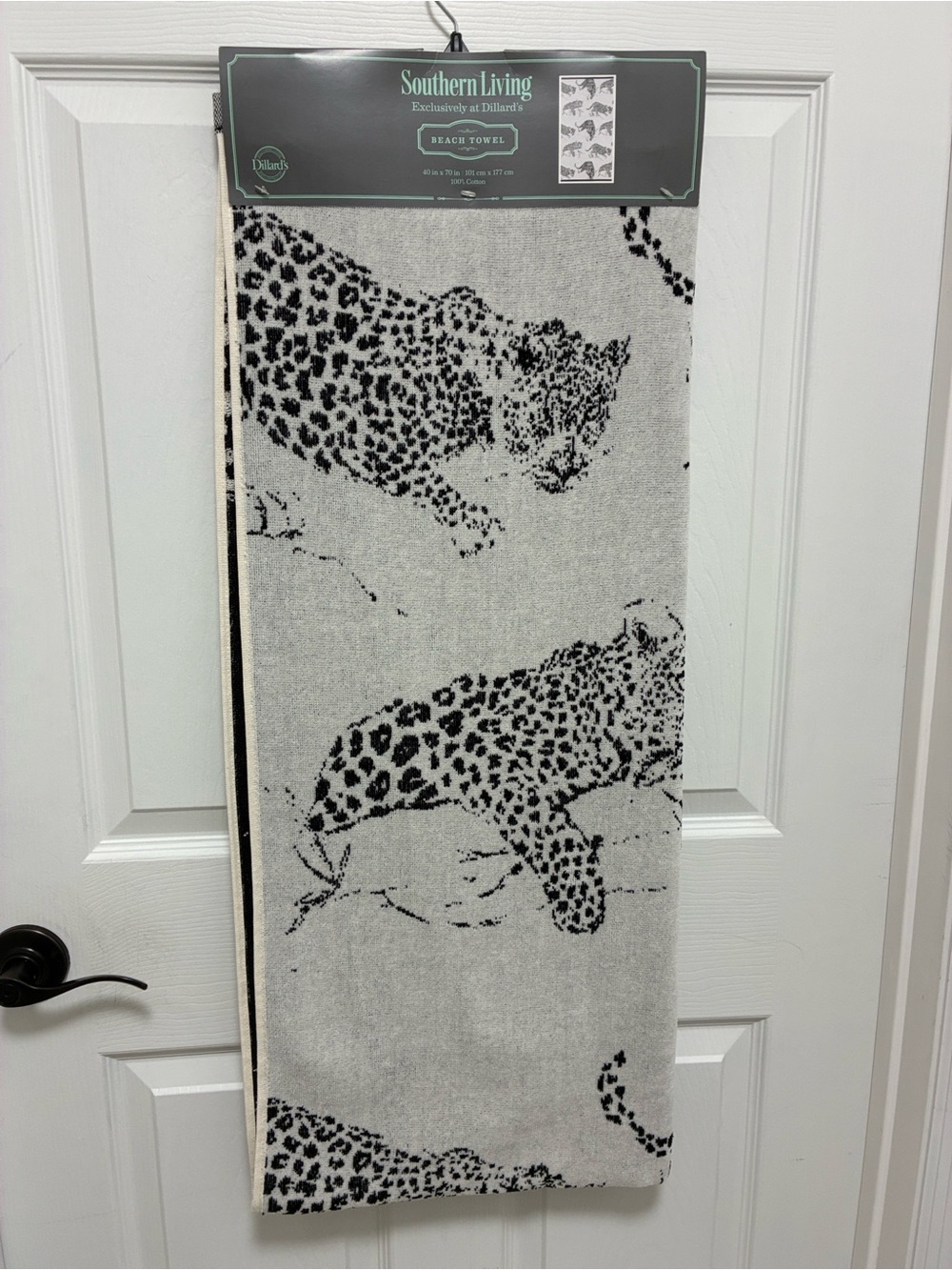 Southern Living Black and Cream Leopard Silhouette Beach Towel